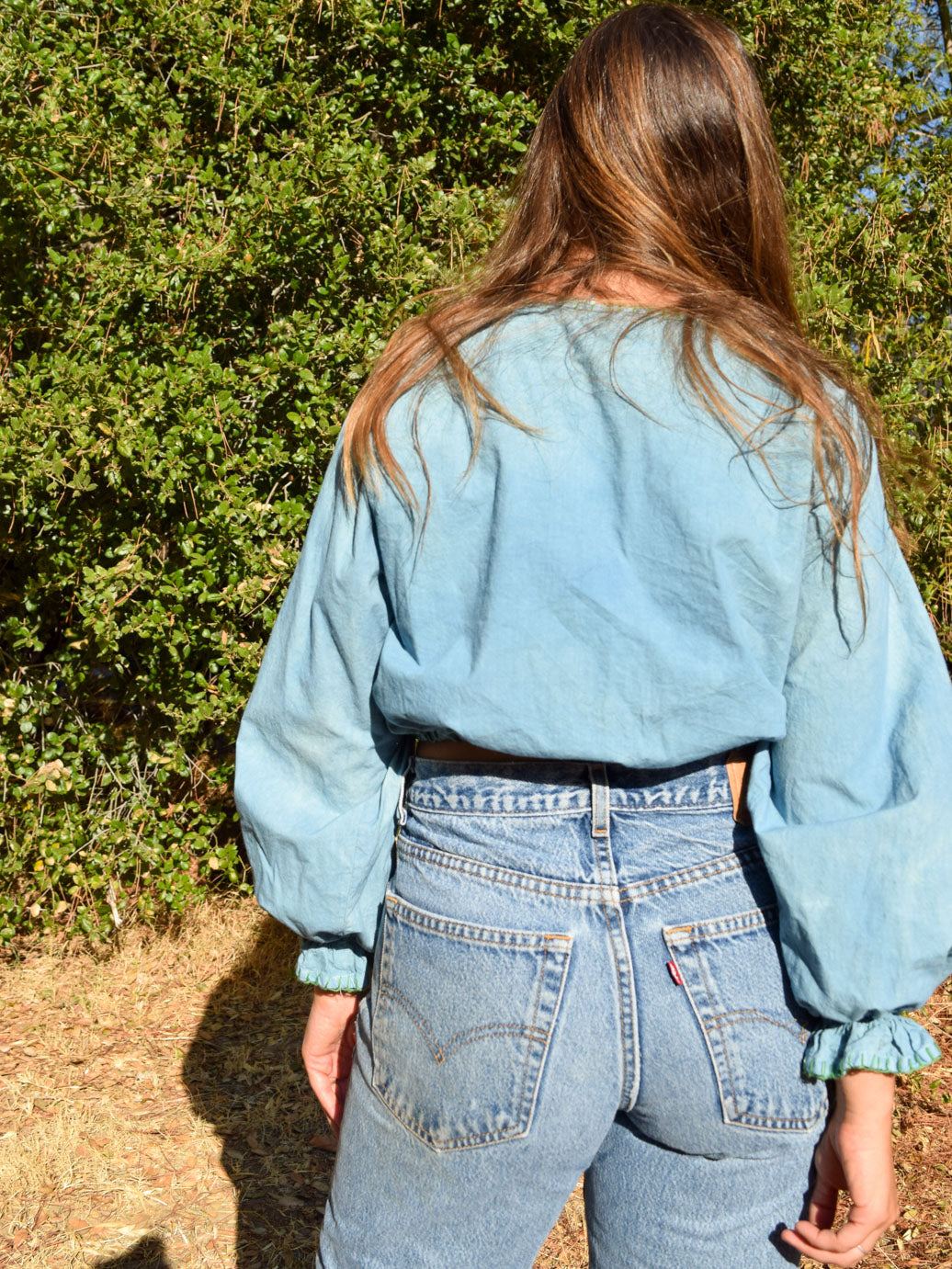 Indigo Embroidered Cropped blouse