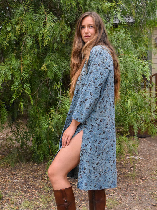 Indigo Block Print A-line Dress