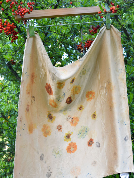 Cutch Dyed Eco-printed Silk Scarf