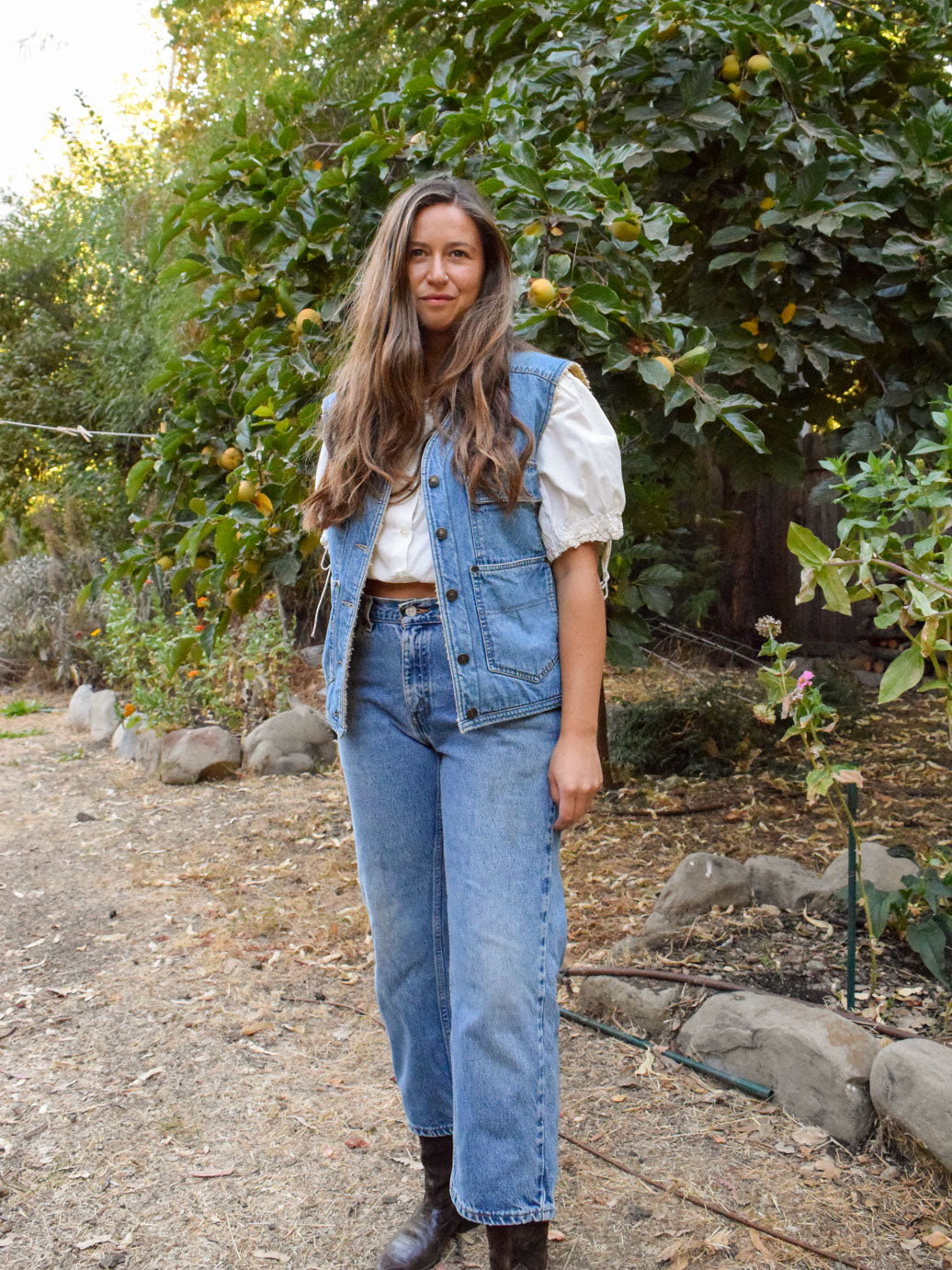 Rainbow Quilted Sherpa Lined Denim Vest