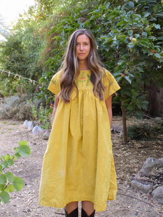 Marigold Flower Embroidered Dress