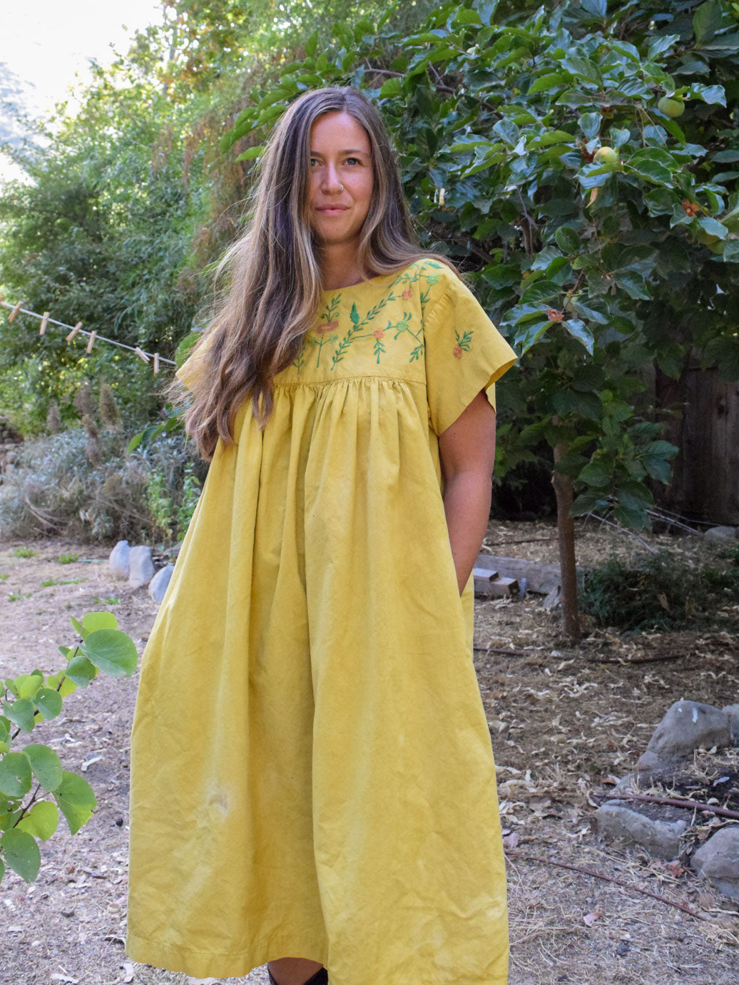 Marigold Flower Embroidered Dress