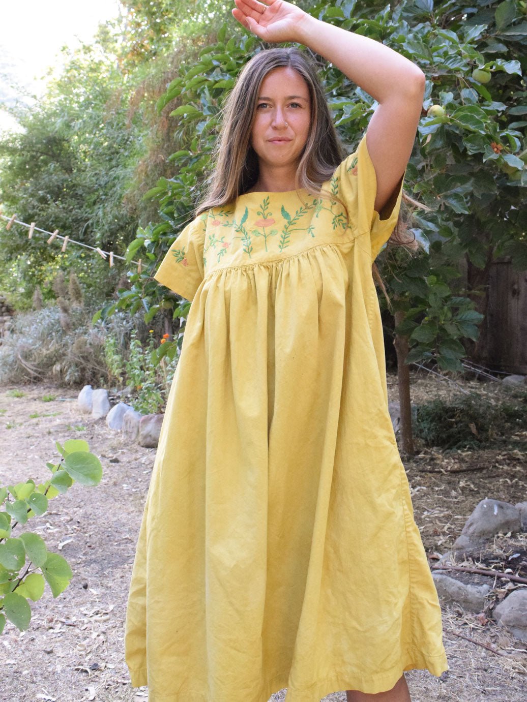 Marigold Flower Embroidered Dress