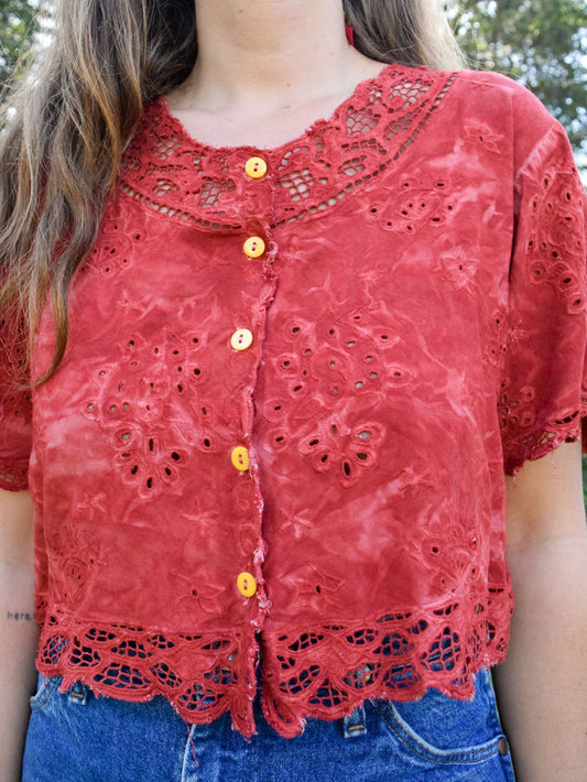 Madder Eyelet Embroidered Blouse