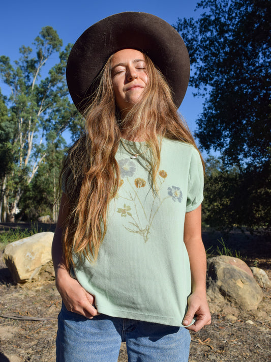 Flower Hammered Rib Knit Top