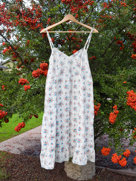 Chlorophyllin Ditsy Floral Cotton Slip Dress