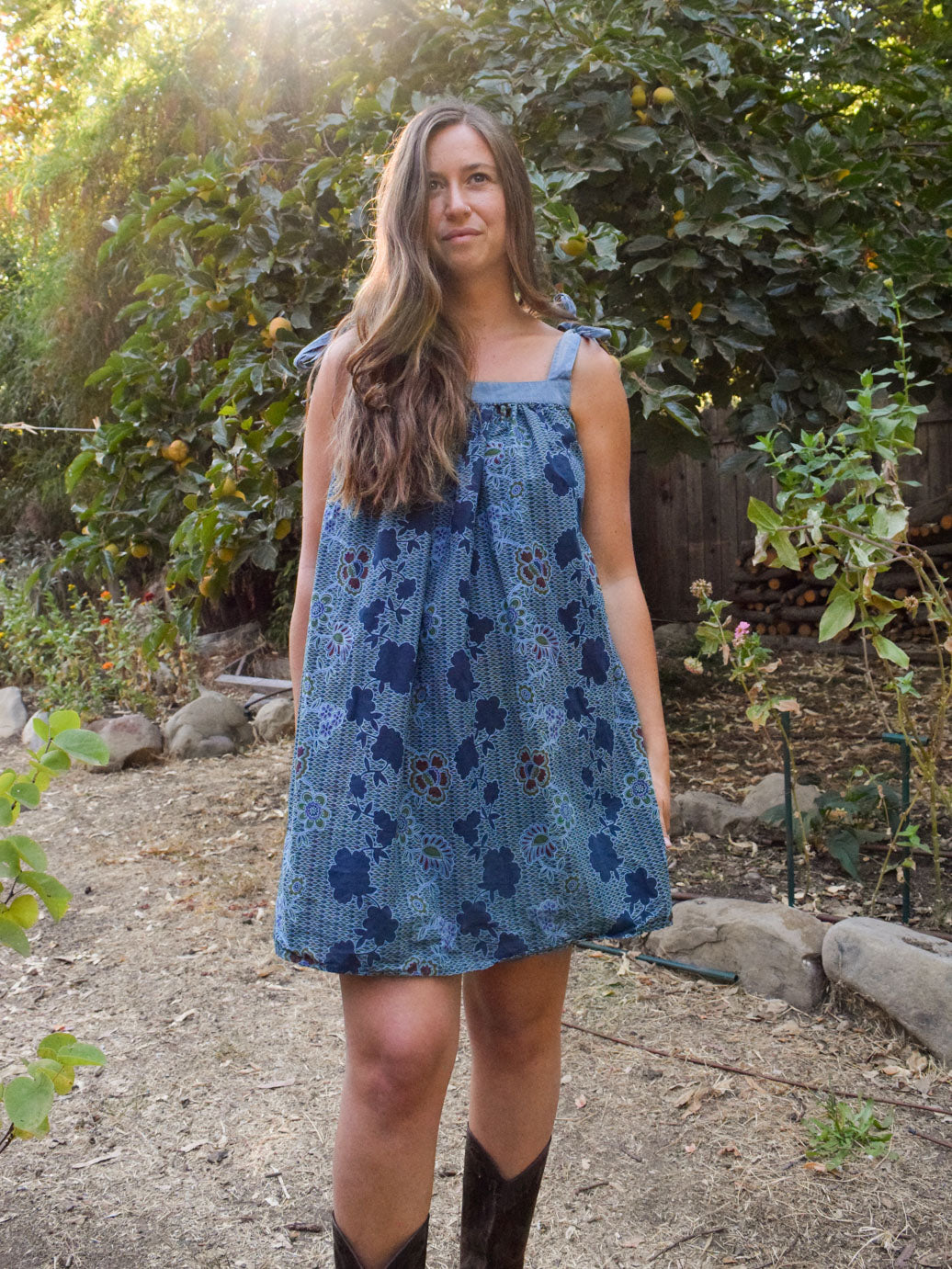 Indigo Tie Strap Mini Dress