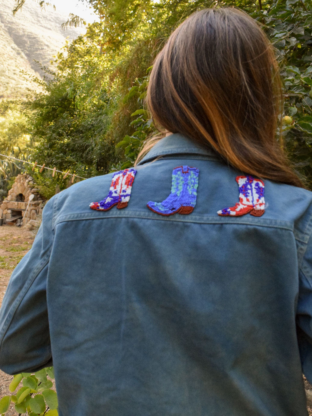 Indigo Cowboy Boot Beaded Jacket