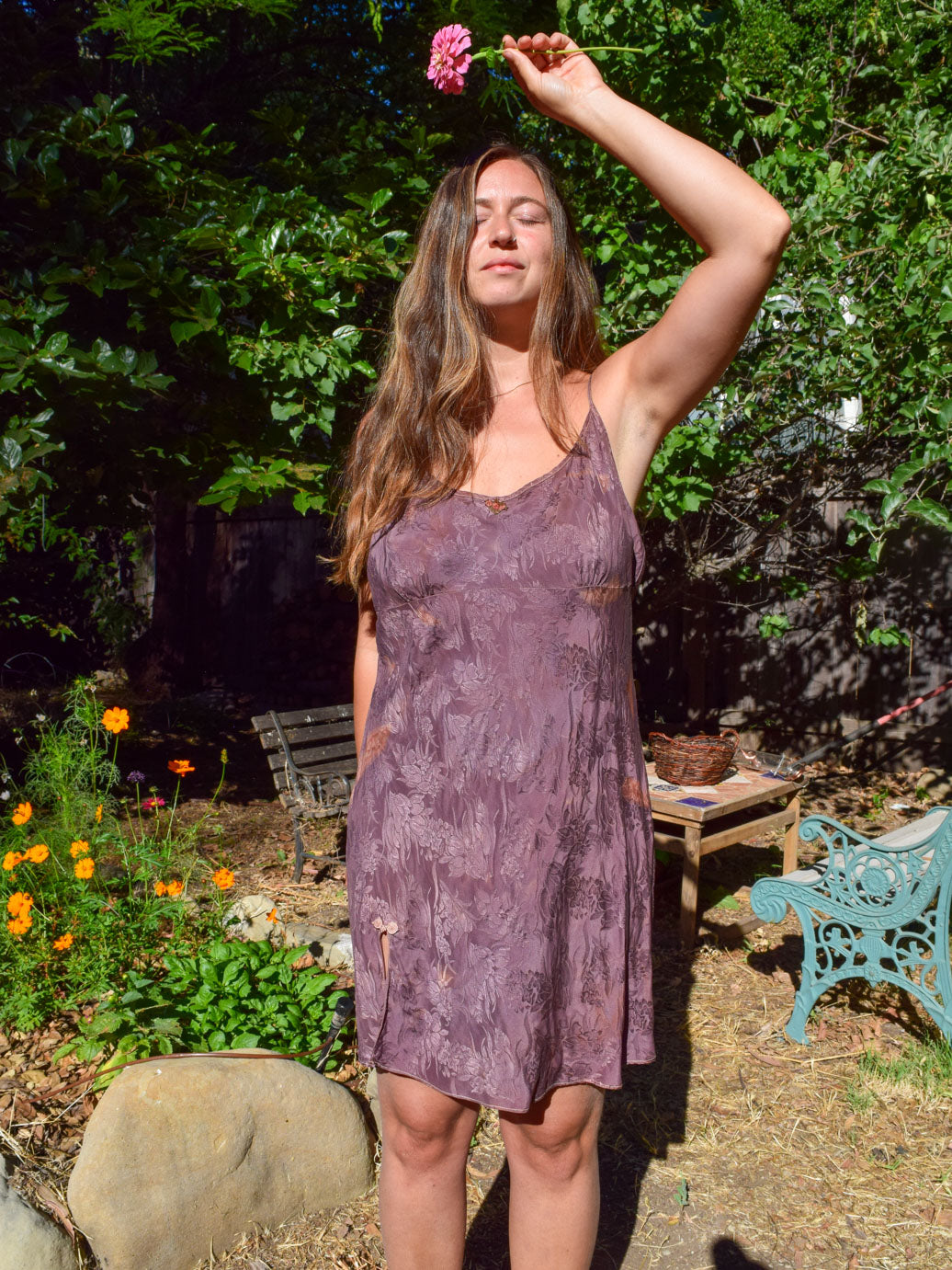 Logwood & Cutch Silk Slip Dress