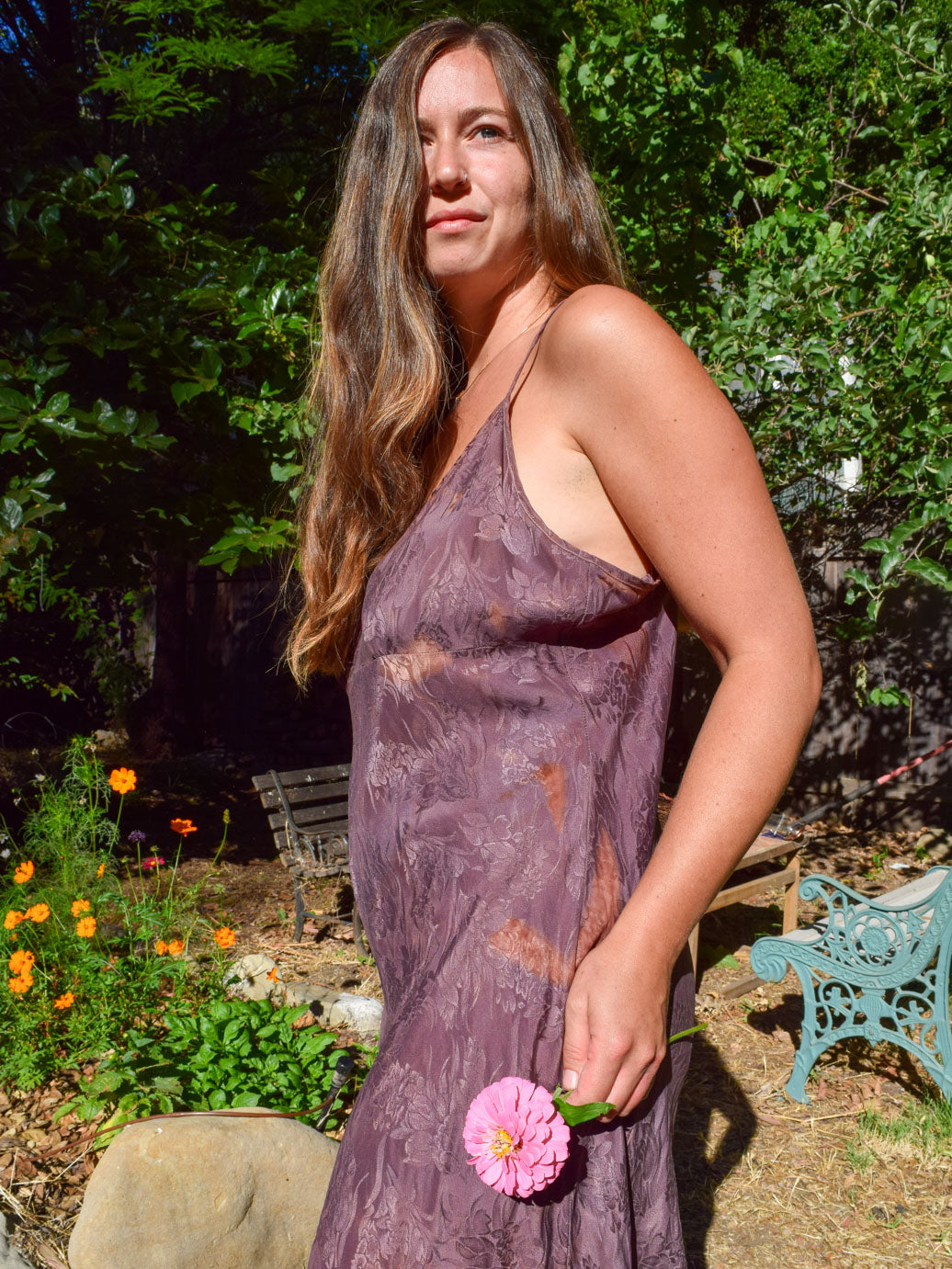 Logwood & Cutch Silk Slip Dress