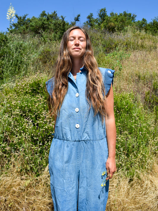 Indigo Button-up Jumpsuit