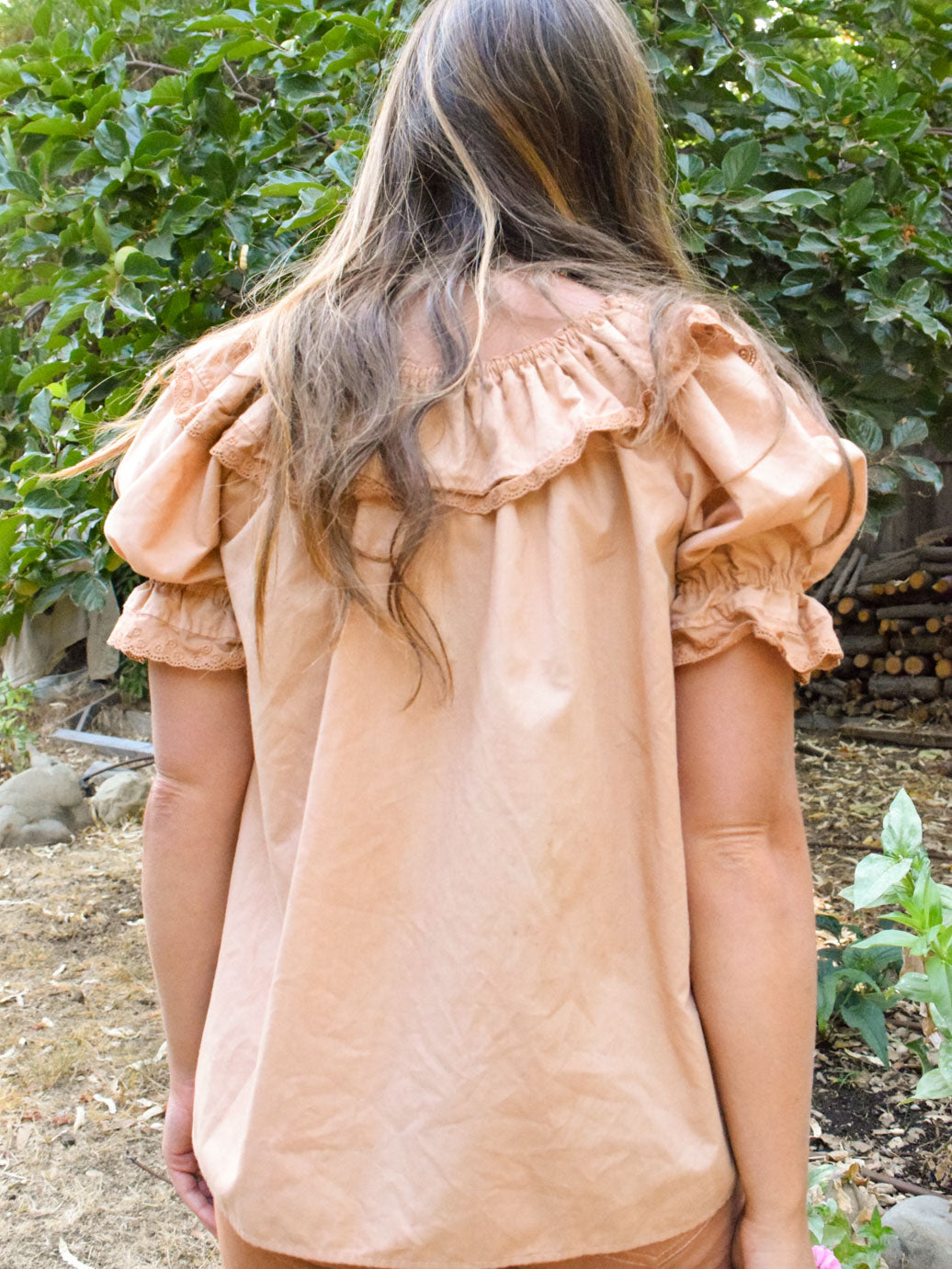 Cutch Ruffle and Lace Puff Sleeve Blouse