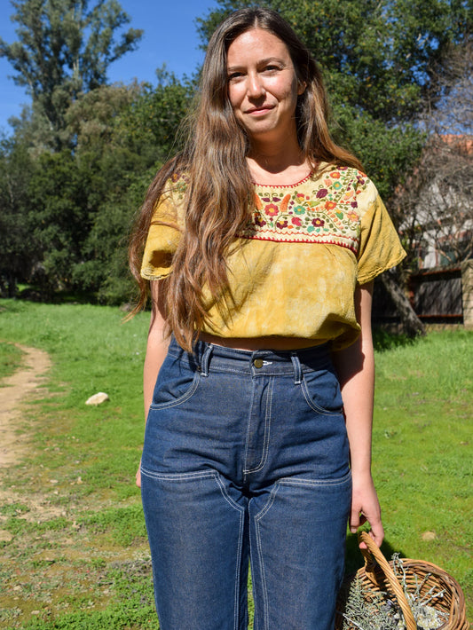 Marigold Gauze Huipil Cropped Blouse