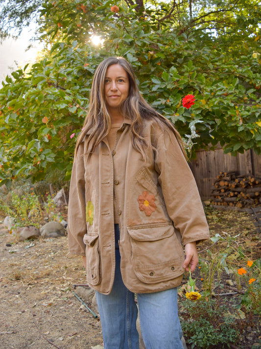 Handsewn Quilted Flower Canvas Jacket