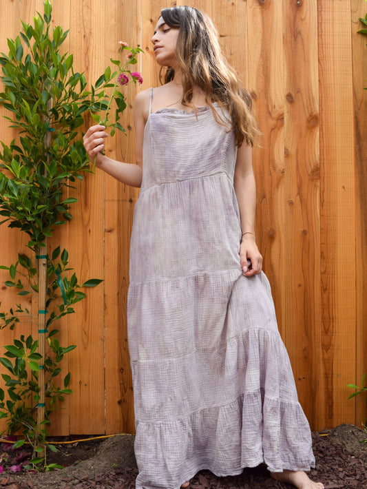 Logwood Gauze Tiered Maxi Dress