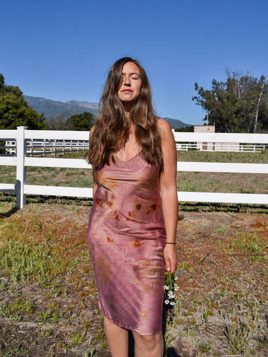 Lac Eco-Printed Silk Slip Dress