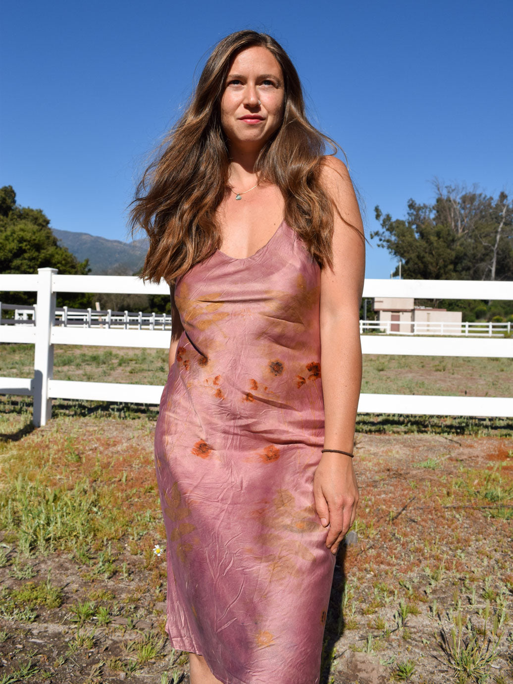 Lac Eco-Printed Silk Slip Dress