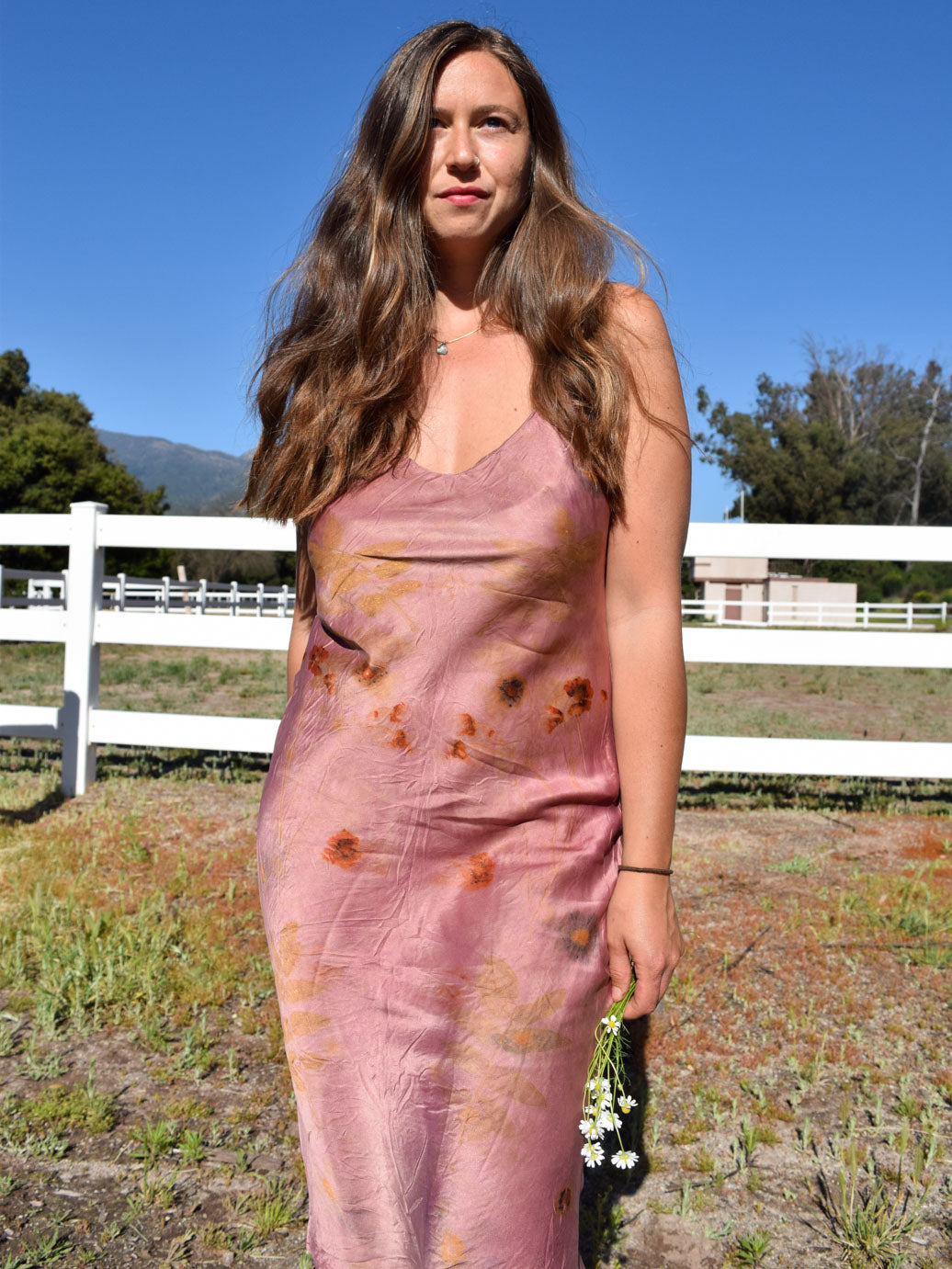 Lac Eco-Printed Silk Slip Dress