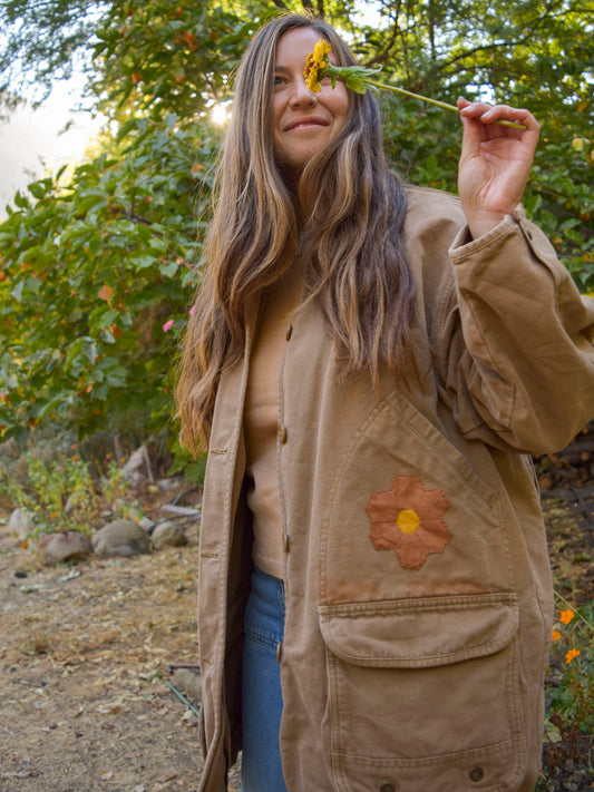 Handsewn Quilted Flower Canvas Jacket