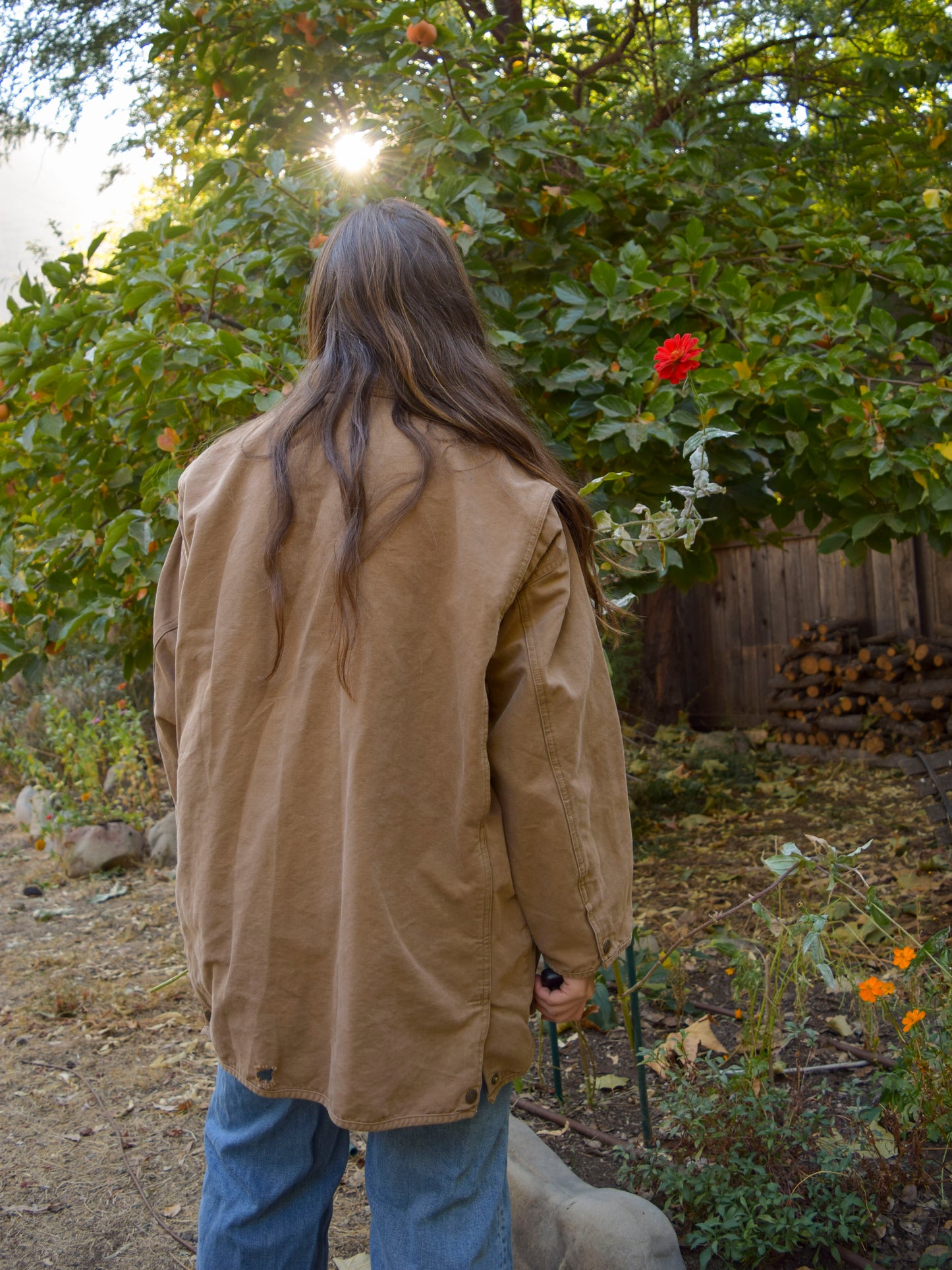 Handsewn Quilted Flower Canvas Jacket