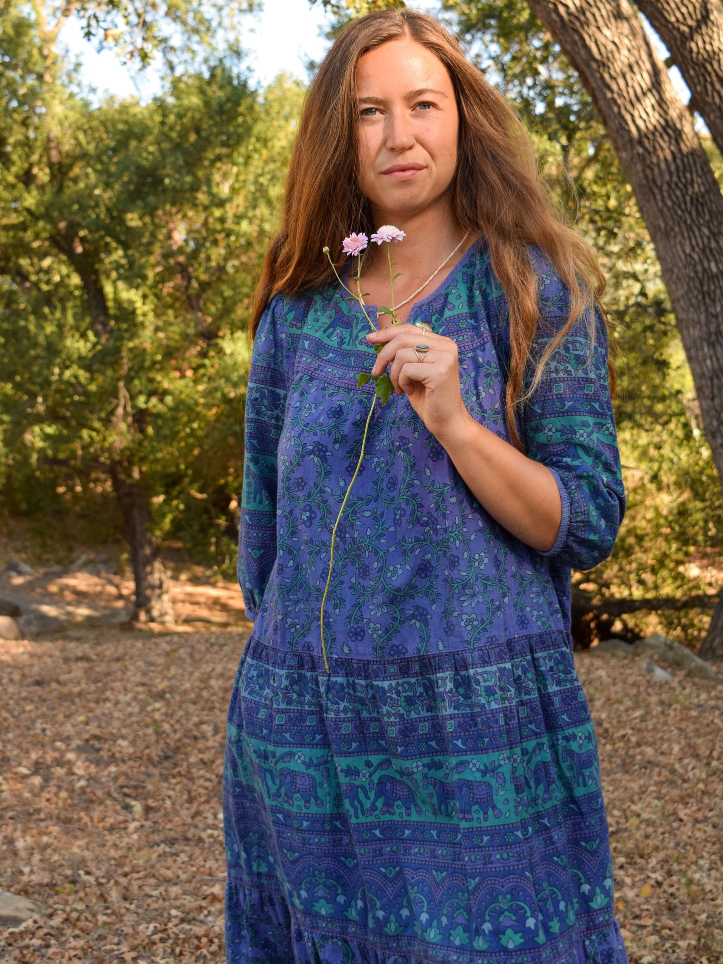 Indigo Block Print Flowy Dress