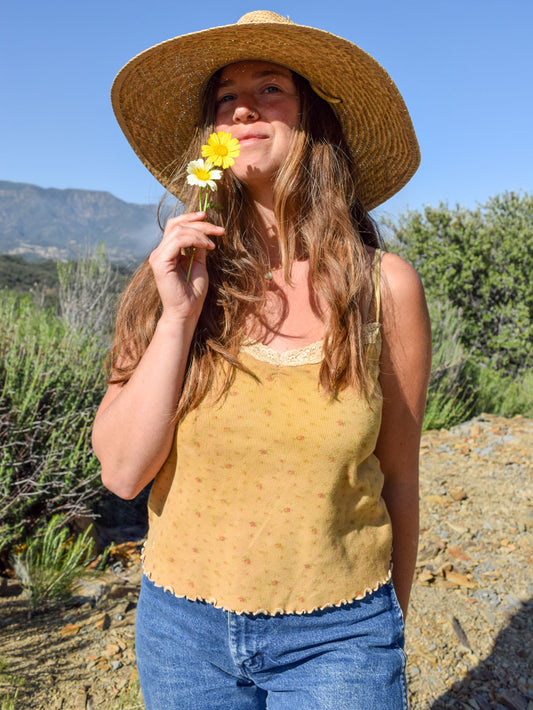 Marigold Ribbed Floral Knit Tank