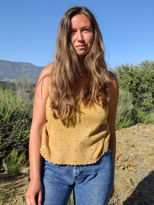 Marigold Ribbed Floral Knit Tank