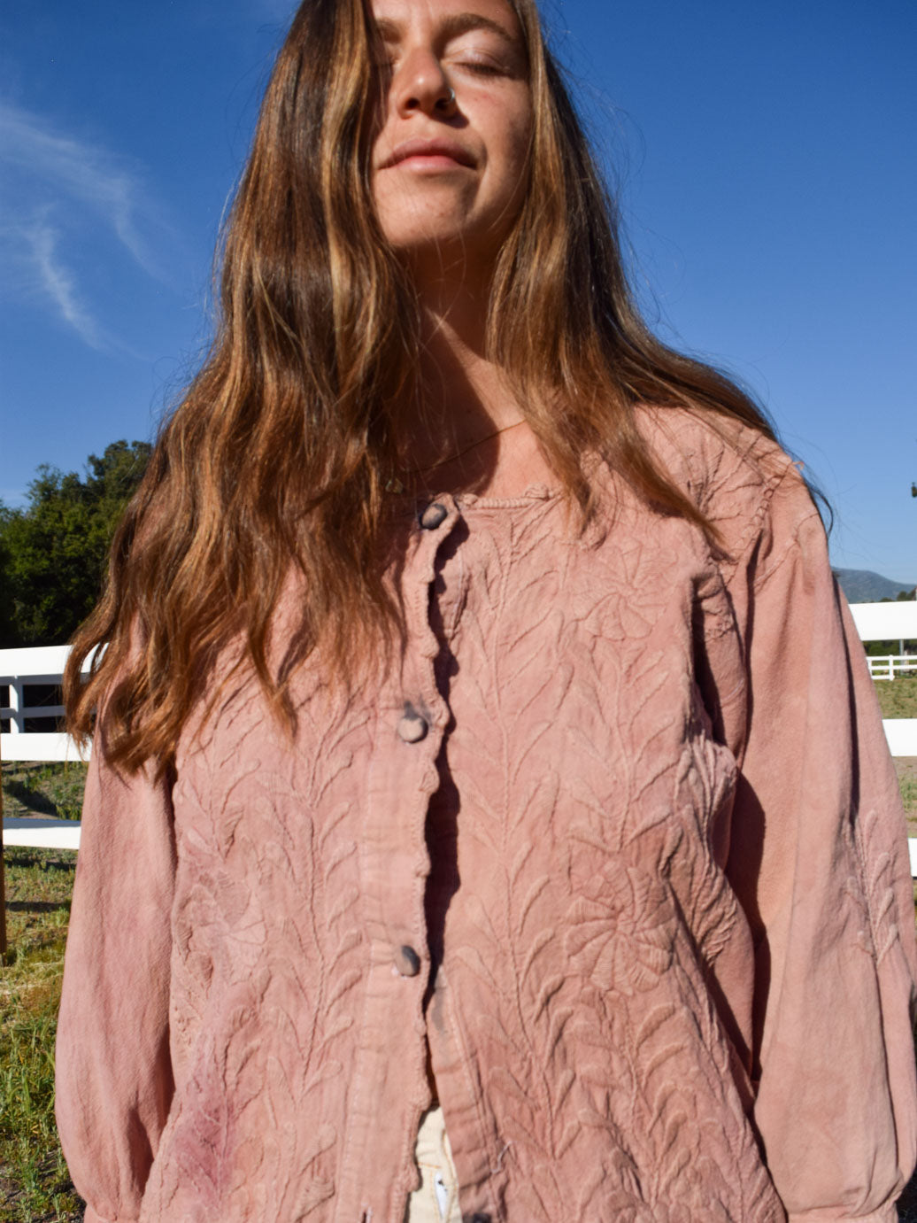 Lac & Cutch Embroidered Button Up Blouse