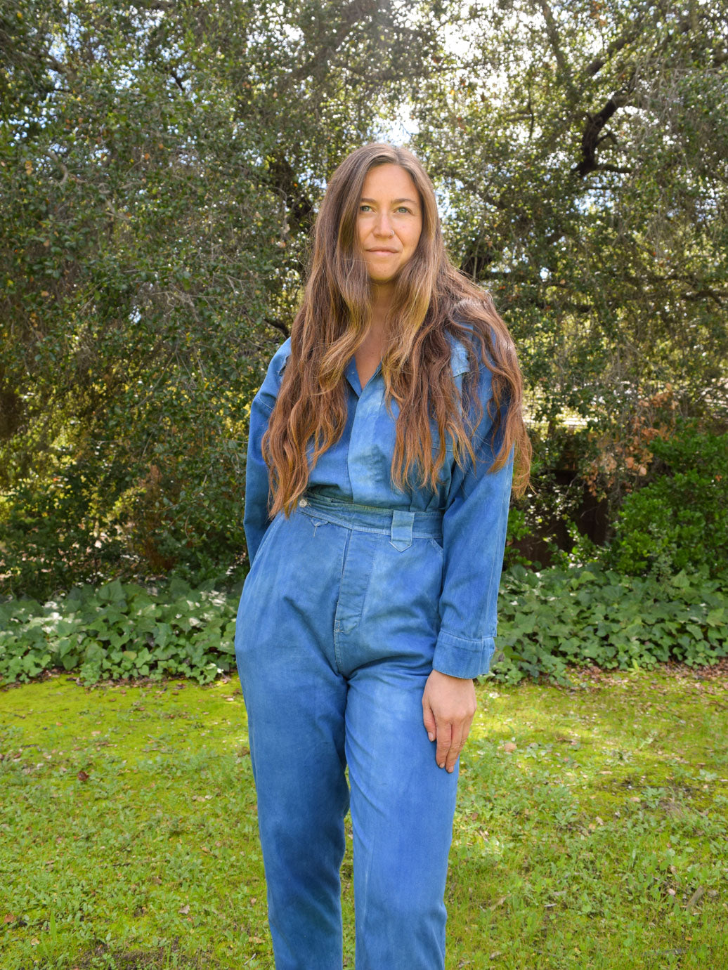 Indigo Long Sleeve Utility Jumpsuit