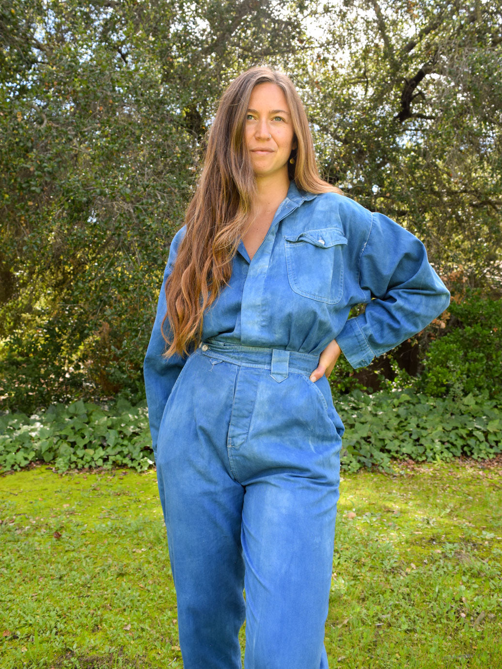 Indigo Long Sleeve Utility Jumpsuit