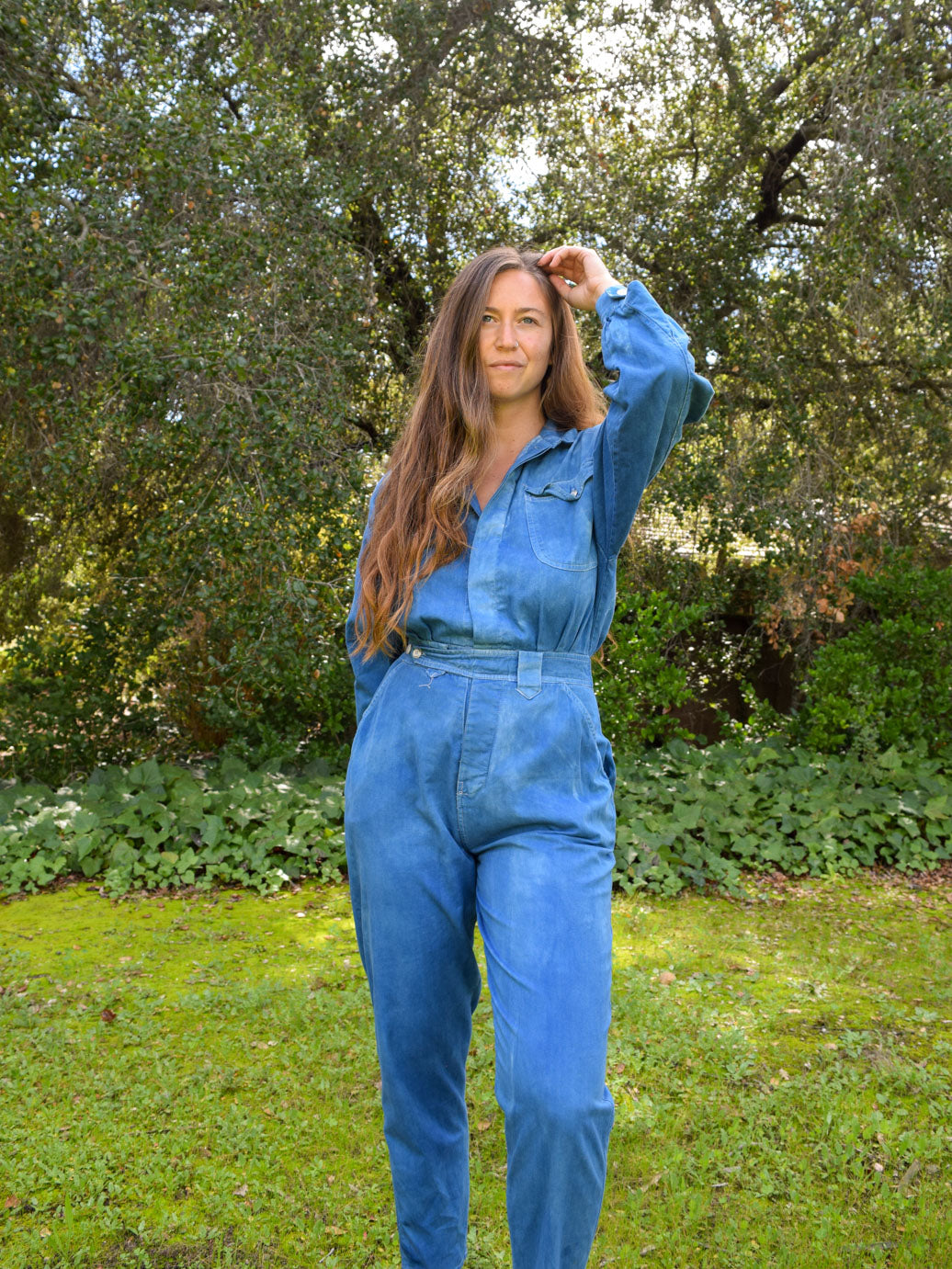 Indigo Long Sleeve Utility Jumpsuit