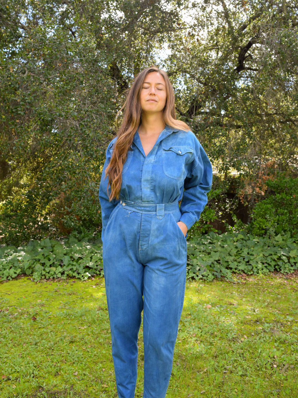 Indigo Long Sleeve Utility Jumpsuit