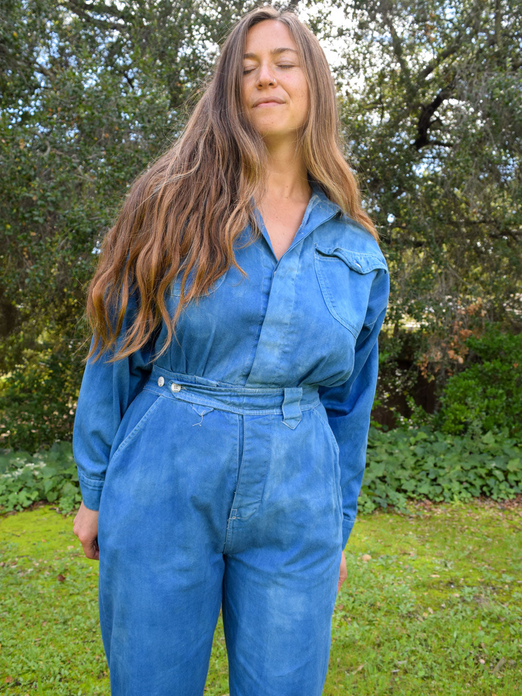 Indigo Long Sleeve Utility Jumpsuit