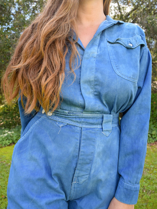 Indigo Long Sleeve Utility Jumpsuit