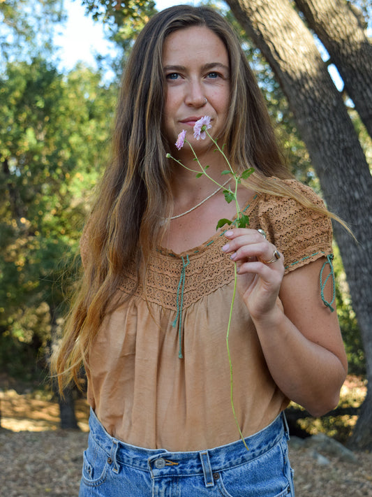 Cutch Crochet Short Sleeve Blouse