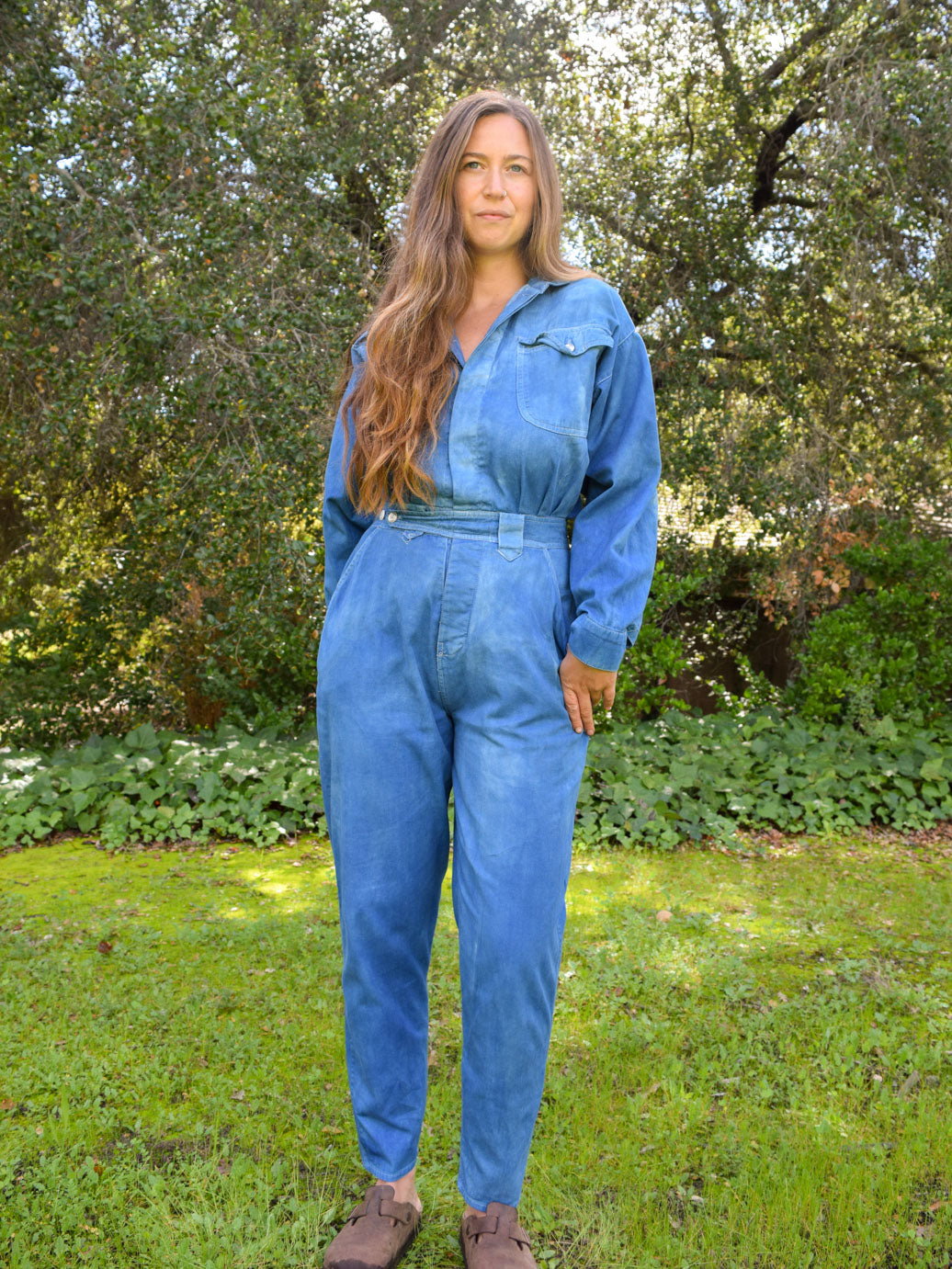 Indigo Long Sleeve Utility Jumpsuit