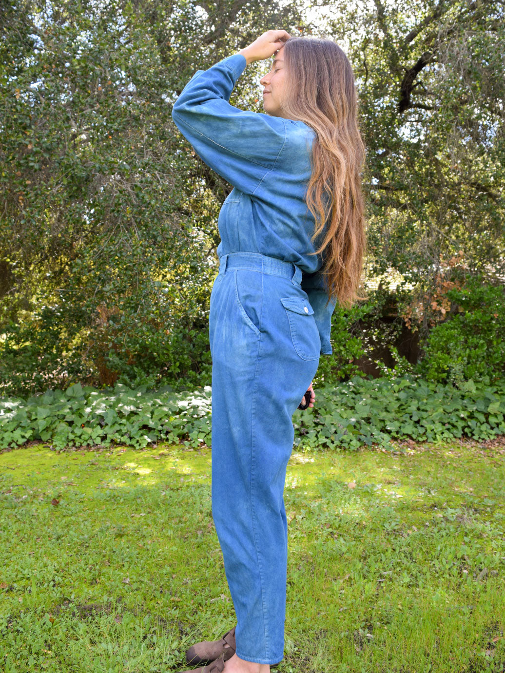 Indigo Long Sleeve Utility Jumpsuit