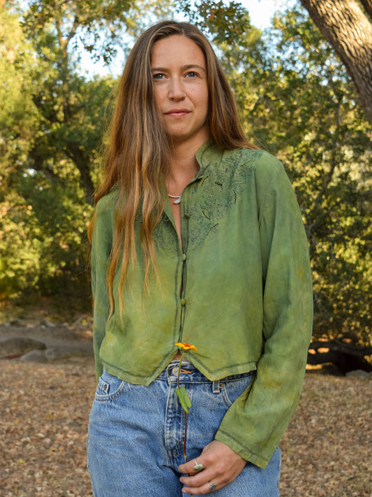 Marigold Silk Embroidered Blouse