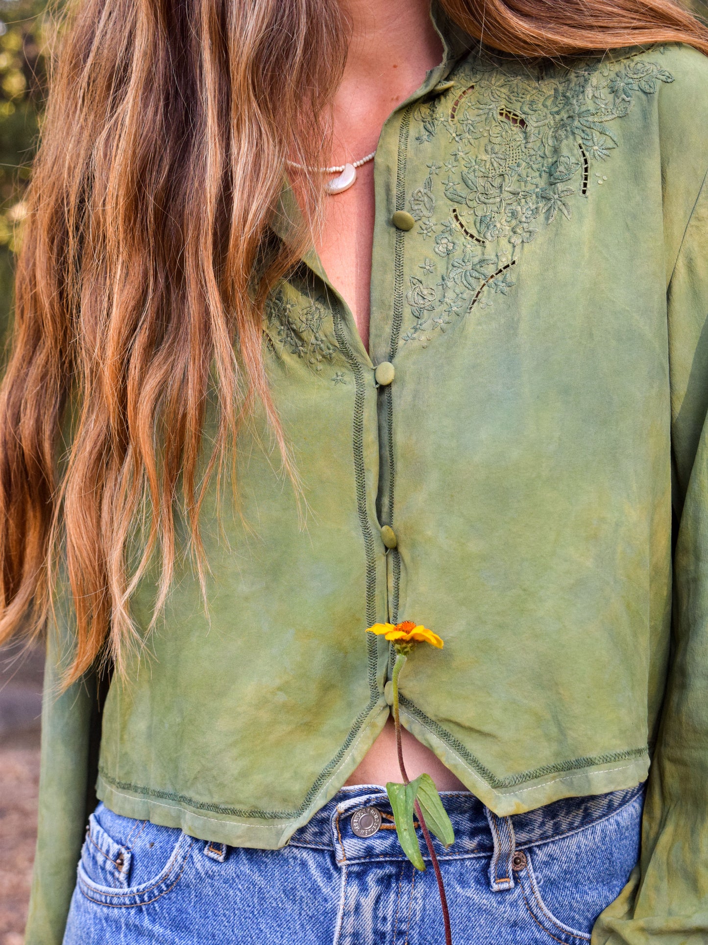 Marigold Silk Embroidered Blouse