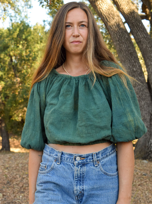 Indigo & Marigold Gauze Elastic Crop