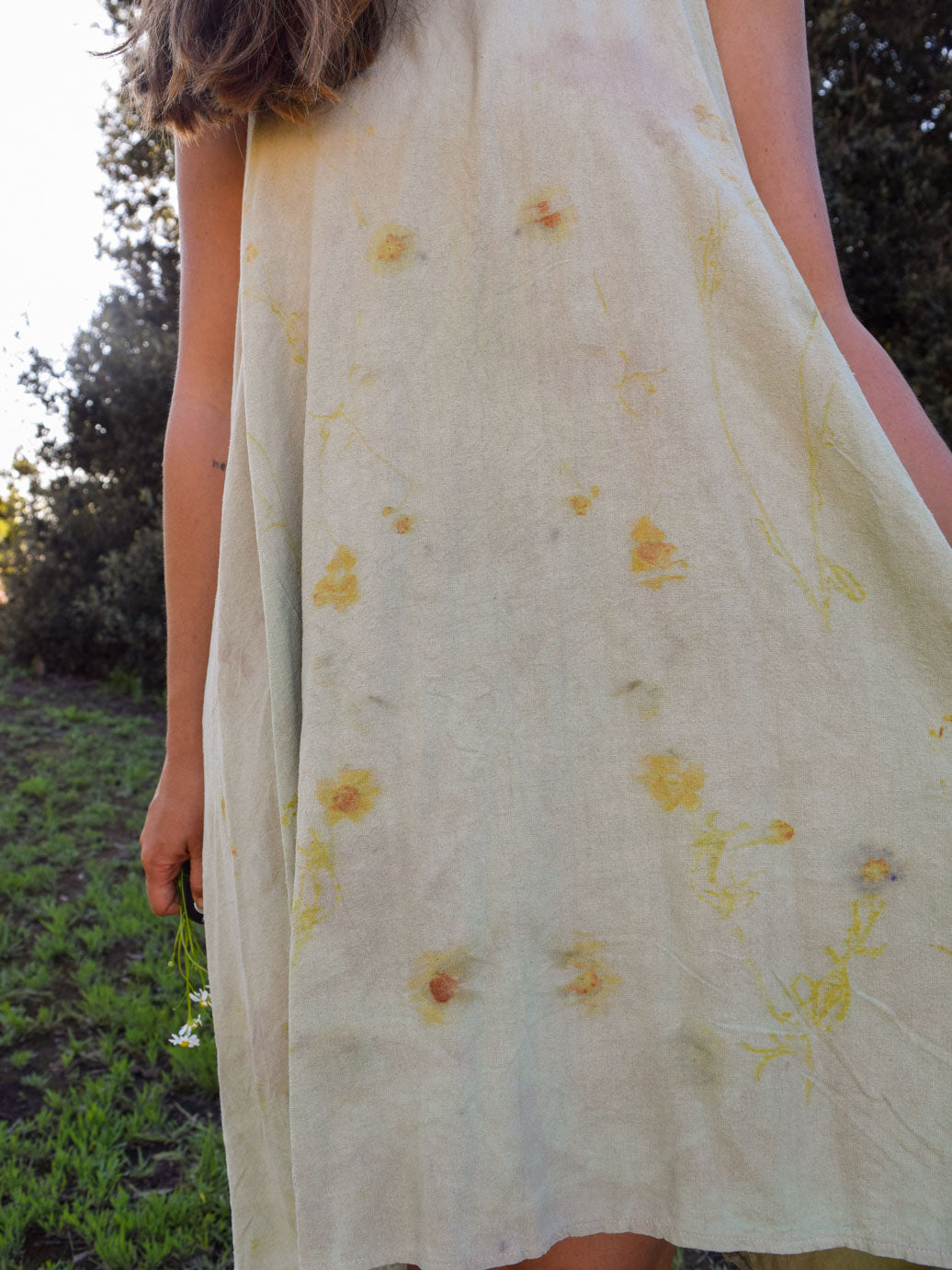 Chlorophyllin Raw Silk Eco-Printed Dress