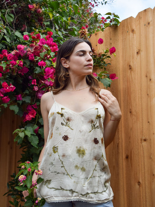 Eco-printed Silk Slip Top