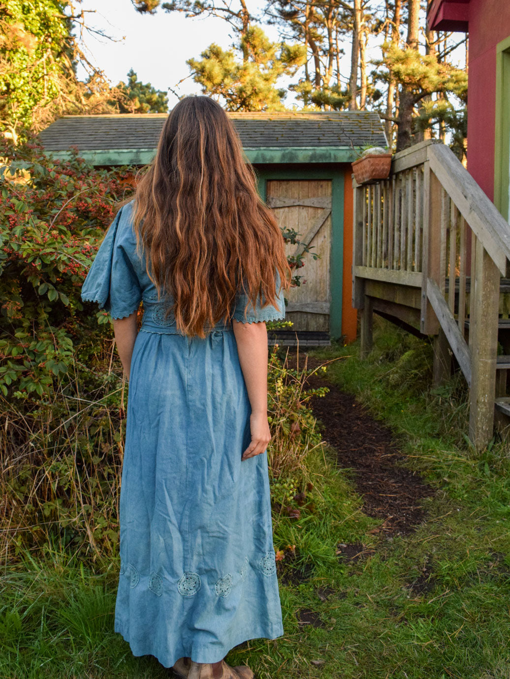 Indigo Crochet Waist Maxi Dress