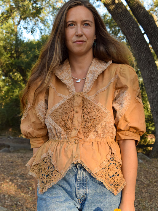 Cutch Lace and Crochet Peplum Blouse