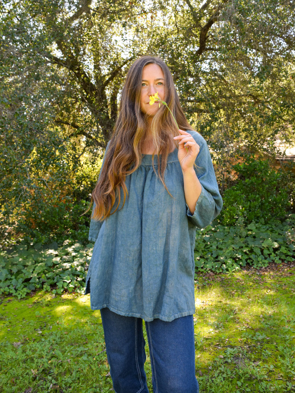 Madder & Indigo Linen Blouse