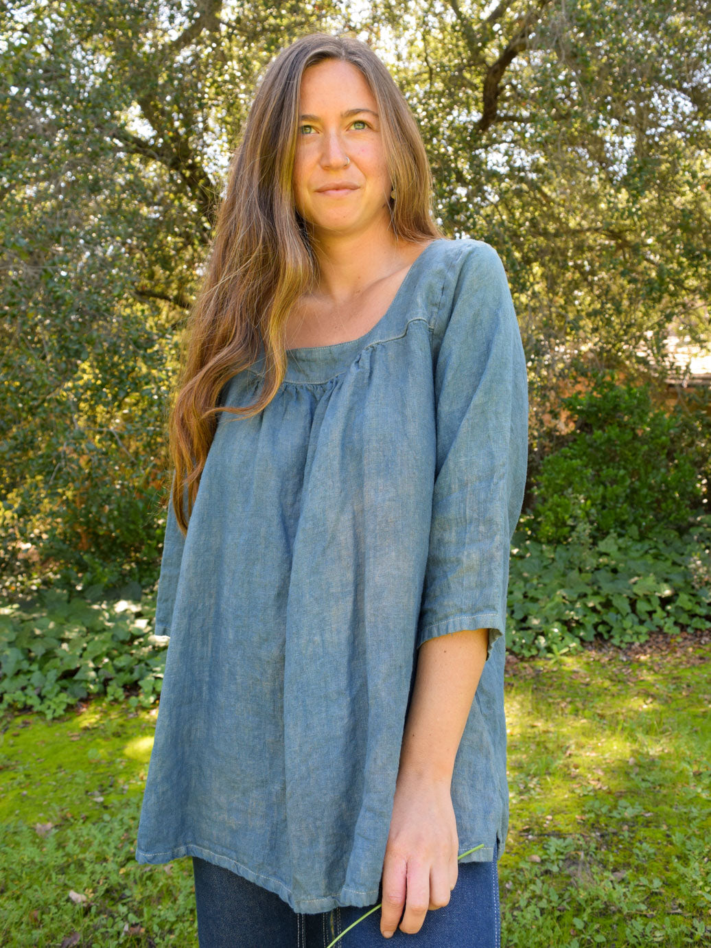 Madder & Indigo Linen Blouse