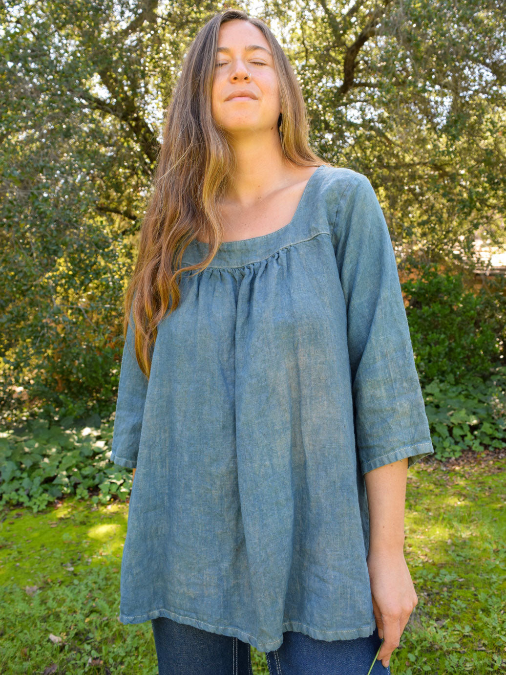 Madder & Indigo Linen Blouse