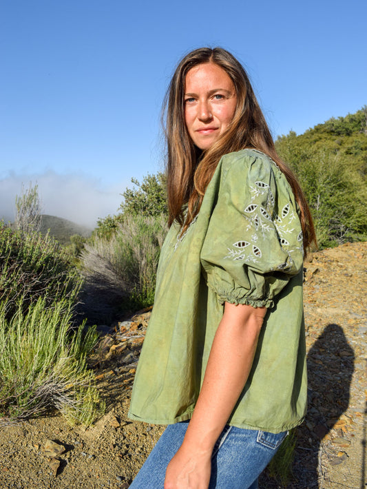 Indigo & Marigold Puff Sleeve Blouse