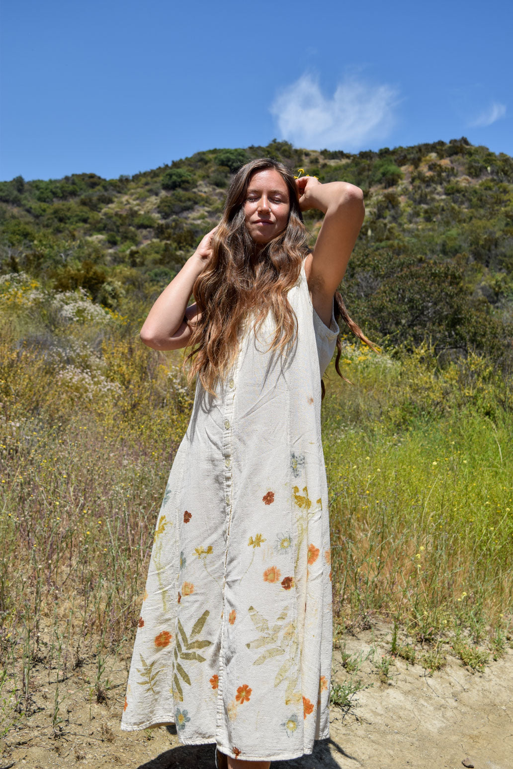 Eco-printed Gauze Garden Dress