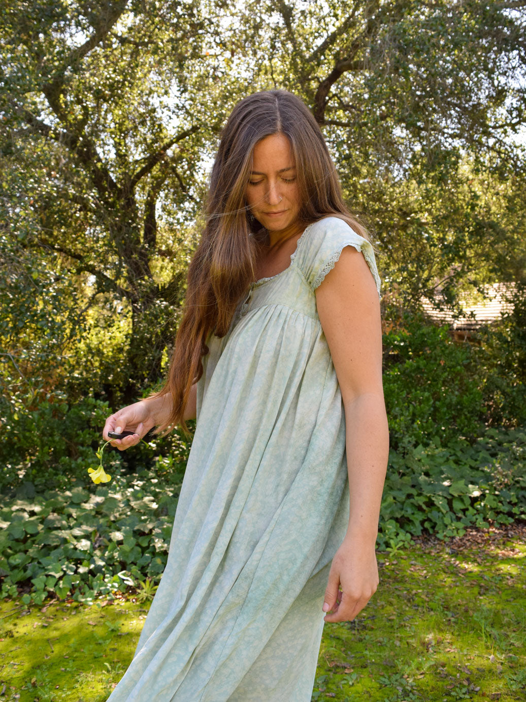 Chlorophyllin Silk Cap Sleeve Dress